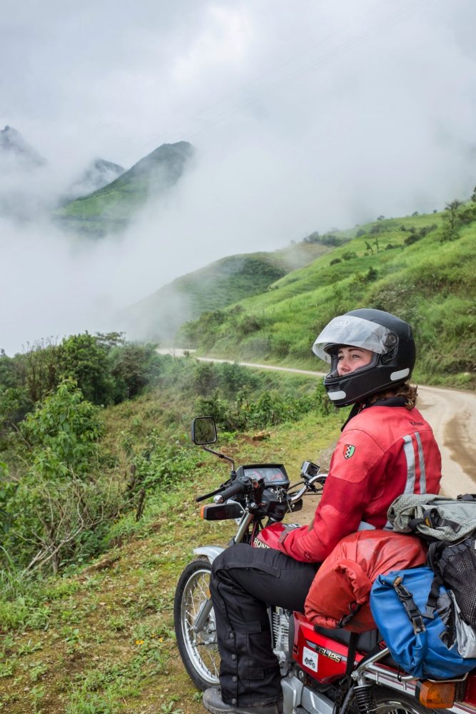 Elisa Wirkala riding a GL125